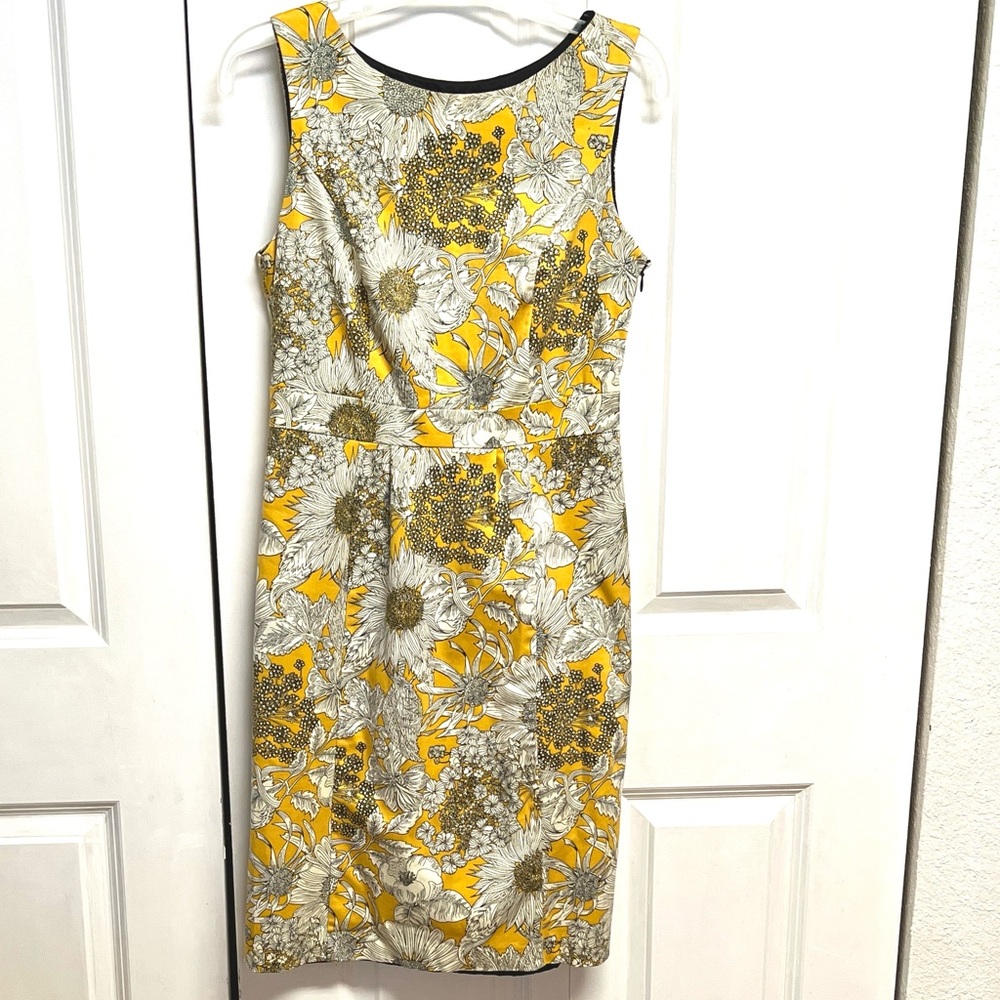 Liberty of London for Target Yellow and White Sunflower Sheath Dress Size 6